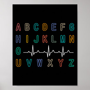 Nurse Pqrst Test Abc's Ekg Strip Alphabet Funny Nu Poster