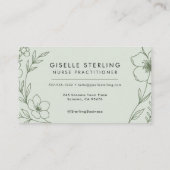 Nurse Practioner Botanical Sage Green Modern Visitenkarte (Rückseite)