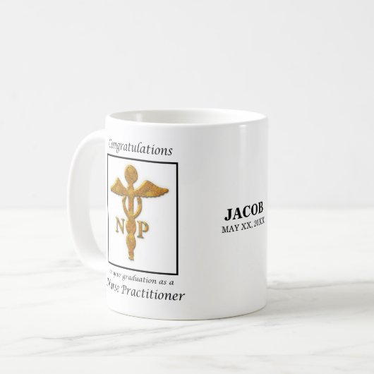 Nurse Practitioner Abschluss Herzlichen Glückwunsc Kaffeetasse (Vorderseite Links)