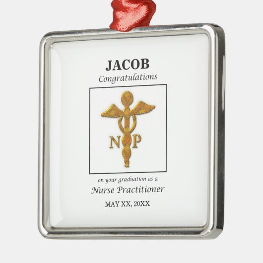 Nurse Practitioner Abschluss Herzlichen Glückwunsc Ornament Aus Metall (Links)