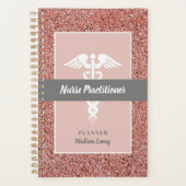 Nurse Practitioner Abschluss Rose Gold Glitzer Planer (Vorderseite)