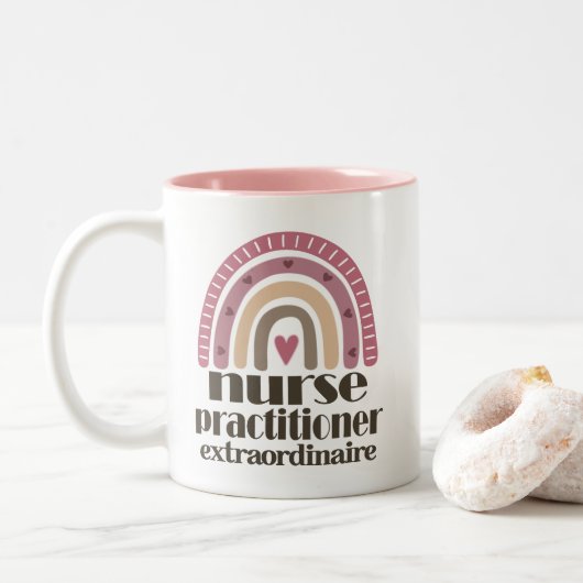 Nurse Practitioner Appreciation rainbow Zweifarbige Tasse (Mit Donut)