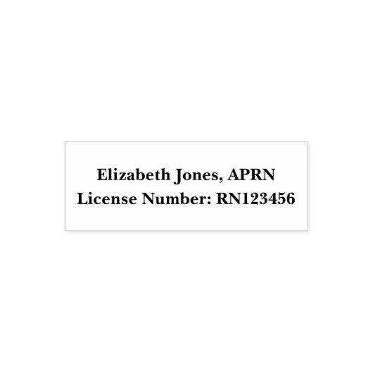 Nurse Practitioner (APRN) Name and License Number Permastempel (Design)