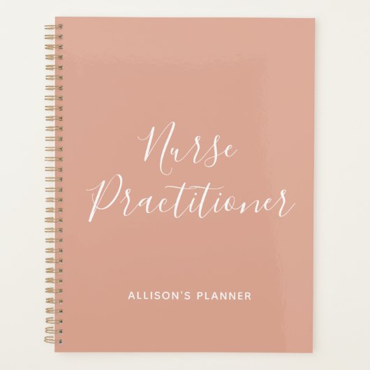 Nurse Practitioner Blush Pink White Script Name Planer (Vorderseite)