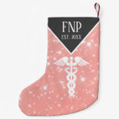 Nurse Practitioner Caduceus Pink Faux Glitter Kleiner Weihnachtsstrumpf (Rückseite)