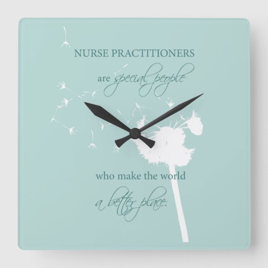 Nurse Practitioner Dandelion Quadratische Wanduhr (Vorderseite)