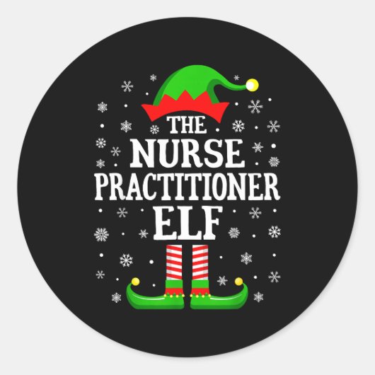Nurse Practitioner Elf Funny Christmas Family Matc Runder Aufkleber (Vorderseite)