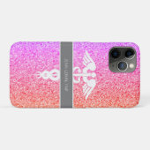 Nurse Practitioner FNP Rainbow Glitzer Monogram Case-Mate iPhone Hülle (Rückseite (Horizontal))