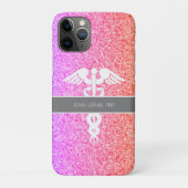 Nurse Practitioner FNP Rainbow Glitzer Monogram Case-Mate iPhone Hülle (Rückseite)