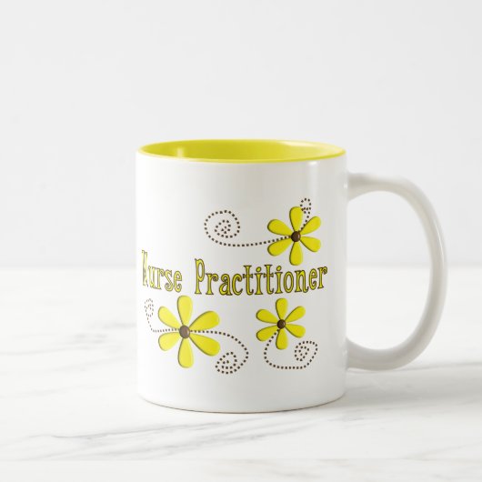 Nurse Practitioner Gifts Daisies Design Zweifarbige Tasse (Rechts)