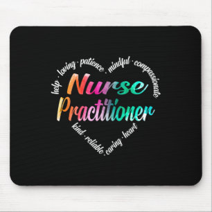 Nurse Practitioner Heart Word Cloud Watercolor Rai Mousepad