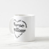 Nurse Practitioner Herz Word Cloud Kaffeetasse (Vorderseite Links)