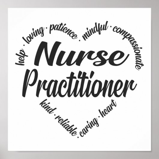 Nurse Practitioner Herz Word Cloud Poster (Vorne)