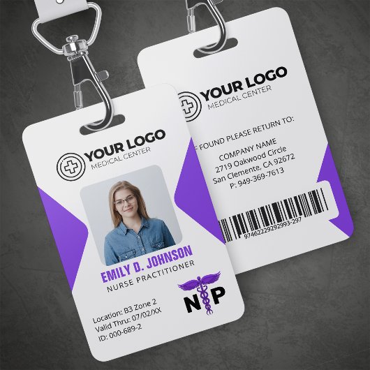 Nurse Practitioner NP Logo-Foto und Barcode Ausweis