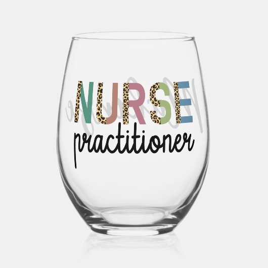 Nurse Practitioner NP Pflegegeschenke Weinglas Ohne Stiel (Vorderseite)