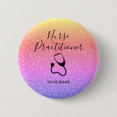 Nurse Practitioner Rainbow Glitzer Personalisiert Button (Vorderseite)