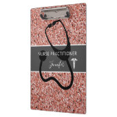 Nurse Practitioner Rose Gold Glitzer Personalisier Klemmbrett (Links)