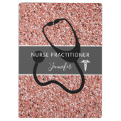 Nurse Practitioner Rose Gold Glitzer Personalisier Klemmbrett (Rückseite)