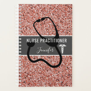 Nurse Practitioner Rose Gold Glitzer Personalisier Planer