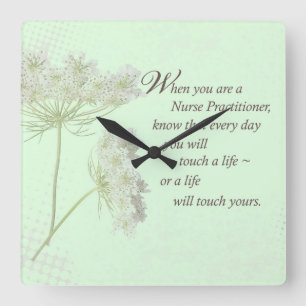 Nurse Practitioner Touch Leben Wildblume Quadratische Wanduhr
