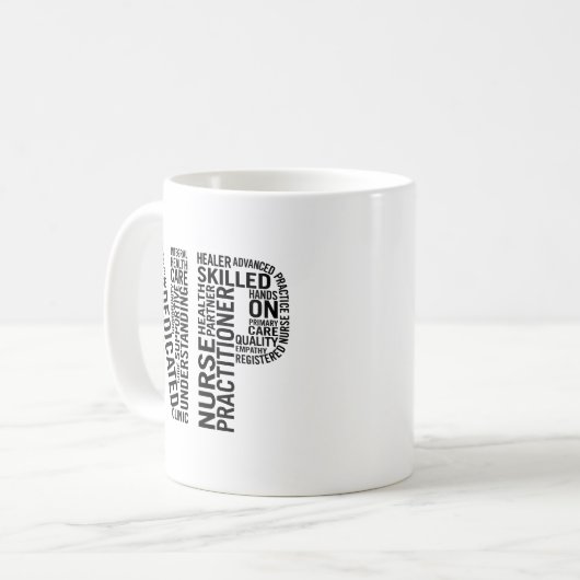 Nurse Practitioner Word Art NP Kaffeetasse (Vorderseite Links)