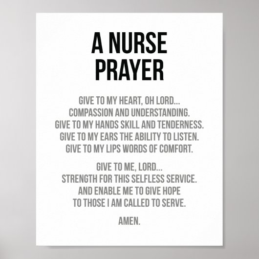 Nurse Prayer Poster (Vorne)