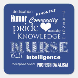 Nurse Pride Attributes-Blueberry Quadratischer Aufkleber