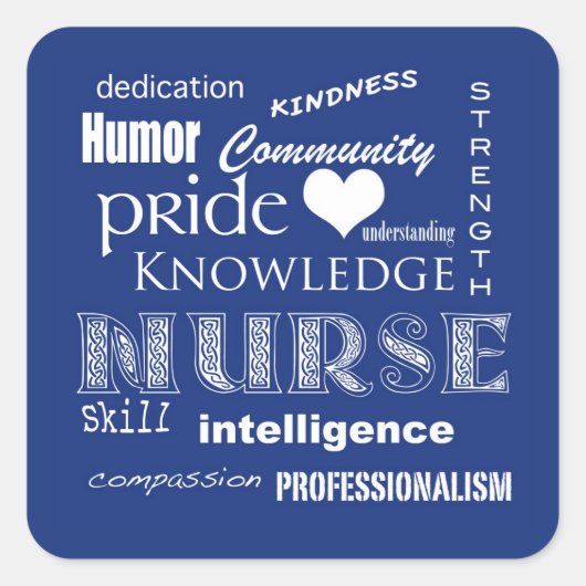 Nurse Pride Attributes-Blueberry Quadratischer Aufkleber (Vorderseite)