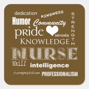 Nurse Pride Attributes-Chocolate Brown Quadratischer Aufkleber
