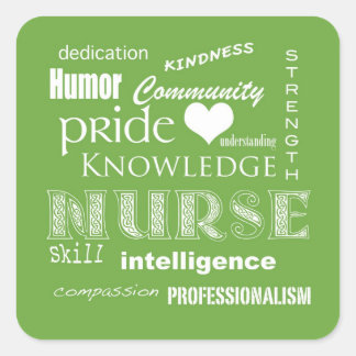 Nurse Pride Attributes Lime Green Quadratischer Aufkleber