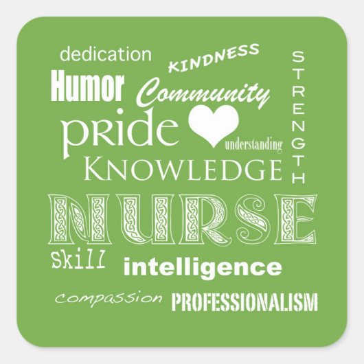 Nurse Pride Attributes Lime Green Quadratischer Aufkleber (Vorderseite)