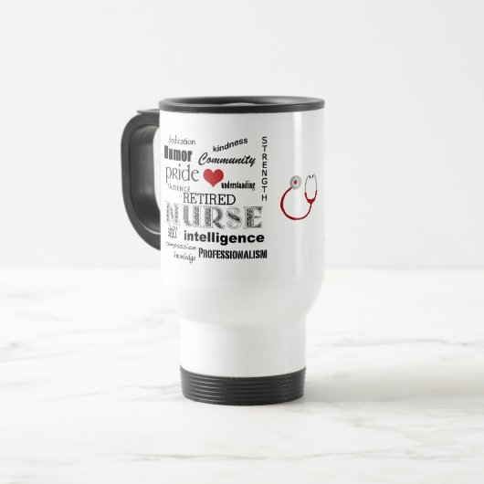 Nurse Pride Attributes/RETIRED+Stethoscope-Tasse Reisebecher (Vorderseite Links)