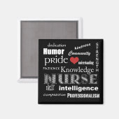 Nurse Pride Attributes - Schwarz und Weiß/mit Herz Magnet (Vorderseite/Rückseite)