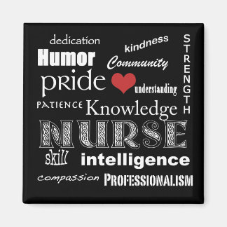 Nurse Pride Attributes - Schwarz und Weiß/mit Herz Magnet
