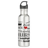 Nurse Pride Attributes/Schwarzer Text+Rotes Herz Trinkflasche (Vorderseite)