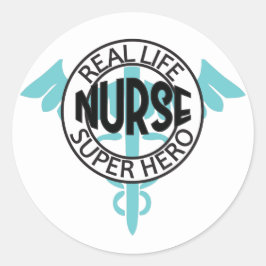 Nurse Real Life Super Hero Runder Aufkleber