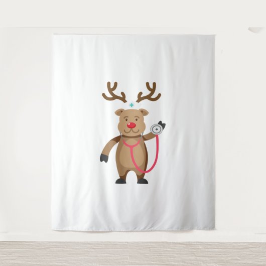 NURSE REINDEER Niedliches Weihnachtswerk Nursin Wandteppich (Vorderseite)