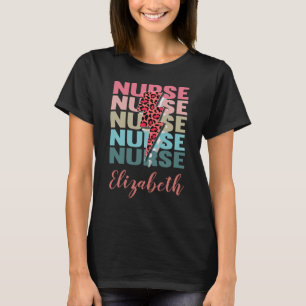 Nurse Retro Vintag Leopard   Individuelle Name Fun T-Shirt