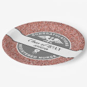 Nurse RN Abschluss Rose Gold Glitzer Personalisier Pappteller (Schrägansicht)