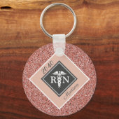 Nurse RN Abschluss Rose Gold Glitzer Personalisier Schlüsselanhänger (Vorderseite)