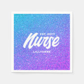 Nurse RN Blue Lila Glitzer Graduation Party Serviette (Vorderseite)