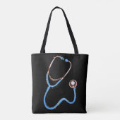 Nurse RN Blue Pink Stethoscope Black Minimalistisc Tasche (Rückseite)