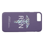 Nurse RN Caduceus Lila Blue Personalisiert Case-Mate iPhone Hülle (Rückseite (Horizontal))