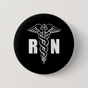 Nurse Rn Caduceus Medical Symbol Nursing (zurück D Button