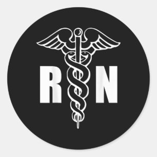 Nurse Rn Caduceus Medical Symbol Nursing (zurück D Runder Aufkleber