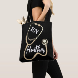 Nurse RN Gold Stethoscope Black Minimalistisch Tasche