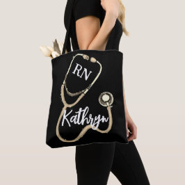 Nurse RN Gold Stethoscope Black Minimalistisch Tasche