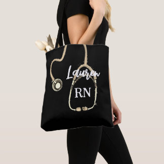 Nurse RN Gold Stethoscope Monogram Minimalistisch Tasche