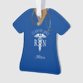 Nurse RN Graduate Blue Scrub Top Personalisiert Ornament (Vorderseite)