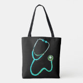 Nurse RN Green Aquamarin Stethoscope Black Minimal Tasche (Rückseite)
